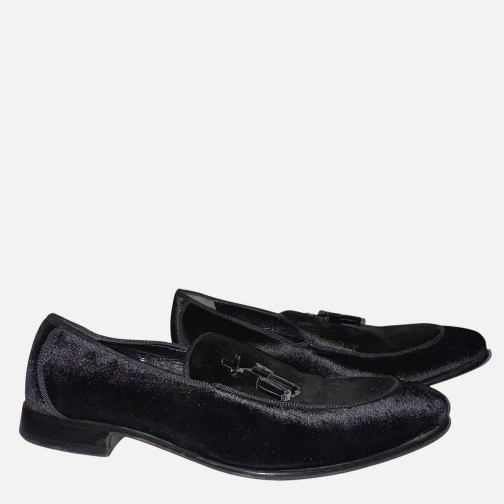 Genio Hand Made Velvet Tassel Loafers 45 12 Formal Dress Shoes Smoking Slippers